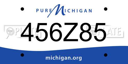 456Z85 Michigan License Plate