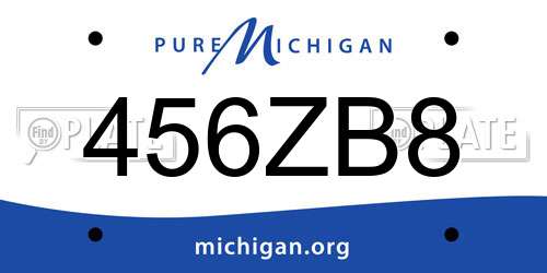 456ZB8 Michigan License Plate