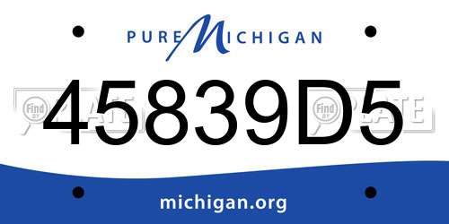 45839D5 Michigan License Plate