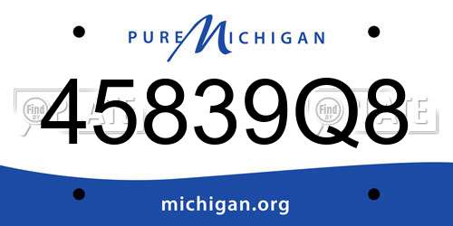 45839Q8 Michigan License Plate