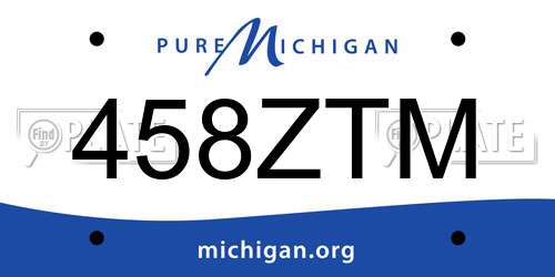 458ZTM Michigan License Plate