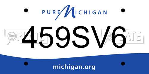 459SV6 Michigan License Plate