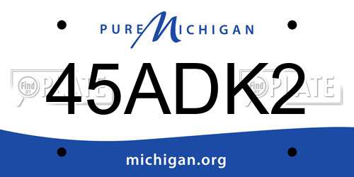 45ADK2 Michigan License Plate