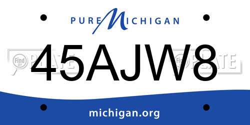 45AJW8 Michigan License Plate