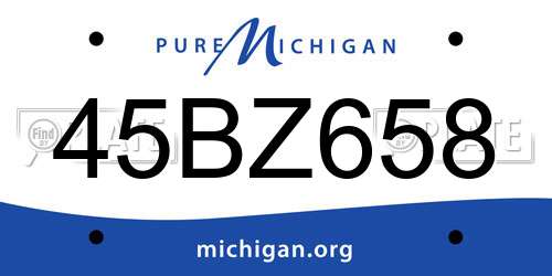 45BZ658 Michigan License Plate