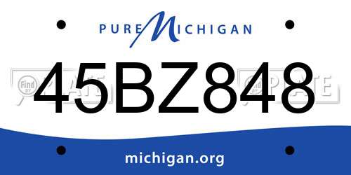 45BZ848 Michigan License Plate