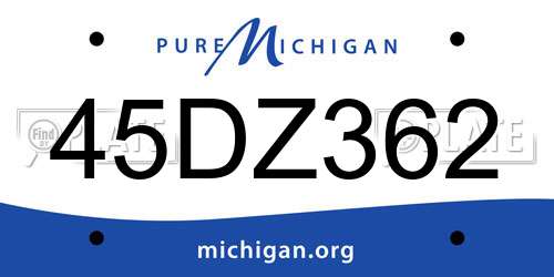 45DZ362 Michigan License Plate