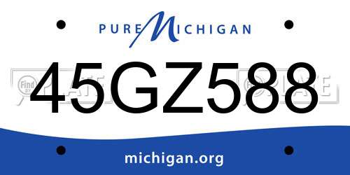 45GZ588 Michigan License Plate