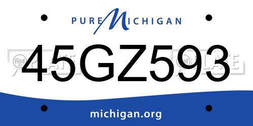 45GZ593 Michigan License Plate