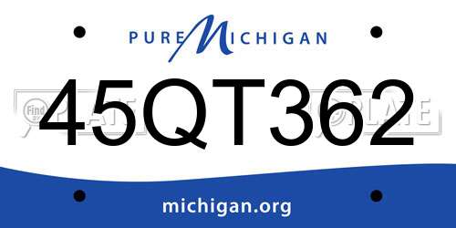 45QT362 Michigan License Plate