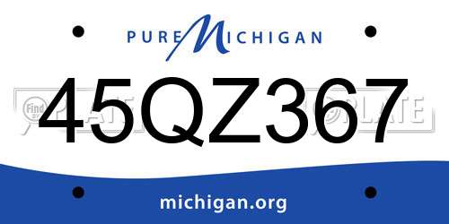 45QZ367 Michigan License Plate