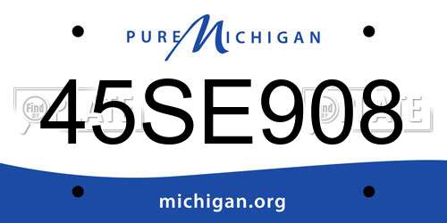 45SE908 Michigan License Plate
