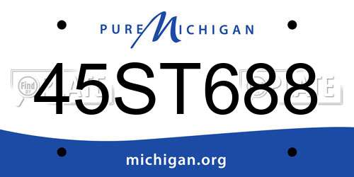 45ST688 Michigan License Plate