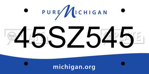 45SZ545 Michigan License Plate