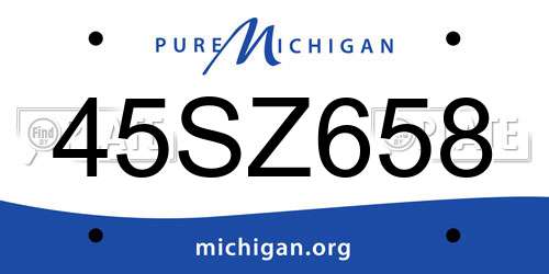 45SZ658 Michigan License Plate