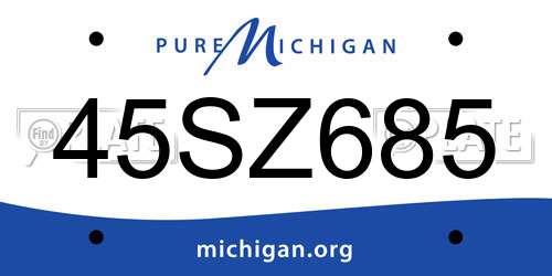 45SZ685 Michigan License Plate