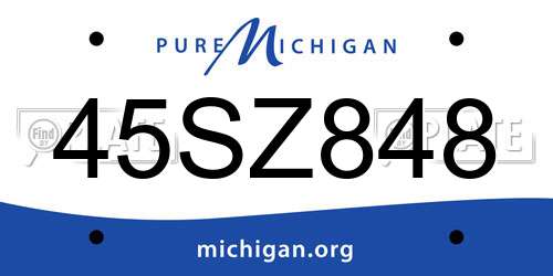 45SZ848 Michigan License Plate