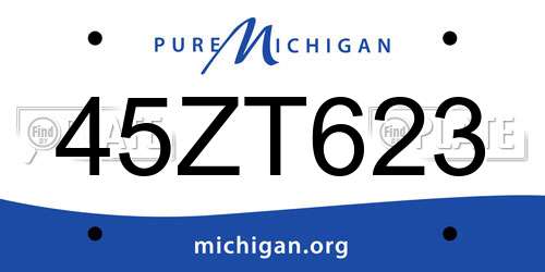 45ZT623 Michigan License Plate