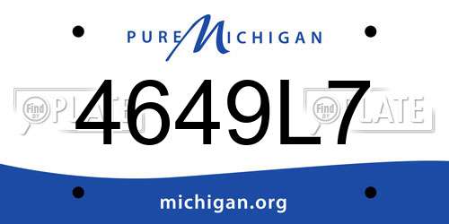 4649L7 Michigan License Plate