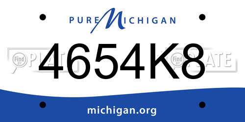 4654K8 Michigan License Plate