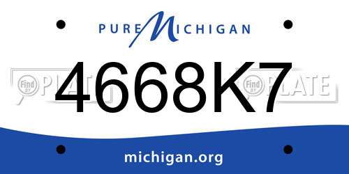 4668K7 Michigan License Plate