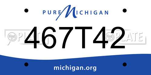 467T42 Michigan License Plate