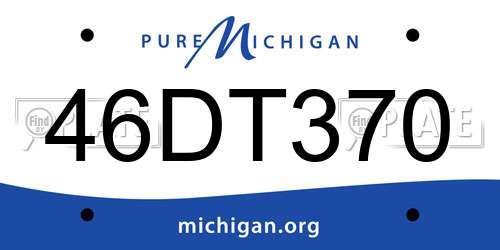 46DT370 Michigan License Plate