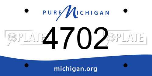4702 Michigan License Plate