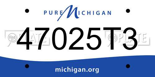 47025T3 Michigan License Plate