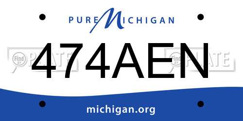 474AEN Michigan License Plate