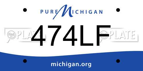 474LF Michigan License Plate