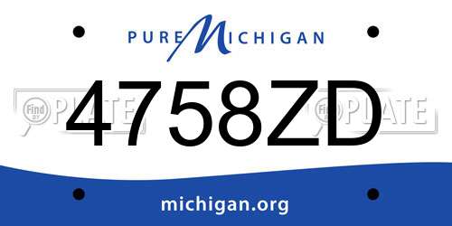 4758ZD Michigan License Plate