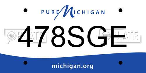 478SGE Michigan License Plate