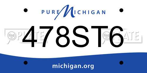 478ST6 Michigan License Plate