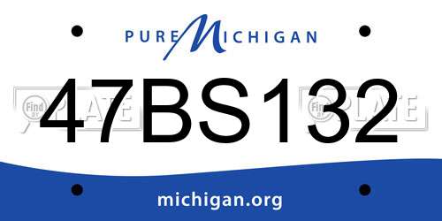 47BS132 Michigan License Plate
