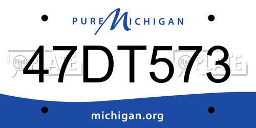47DT573 Michigan License Plate