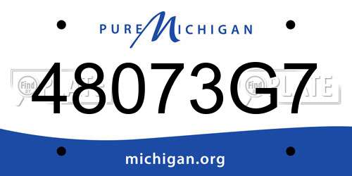 48073G7 Michigan License Plate