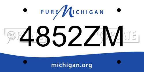 4852ZM Michigan License Plate