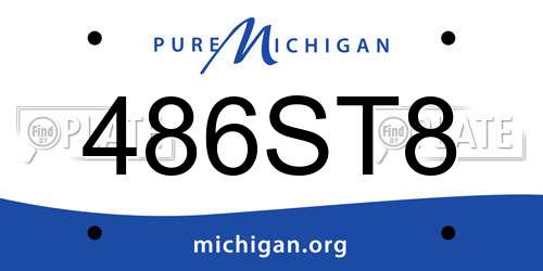 486ST8 Michigan License Plate