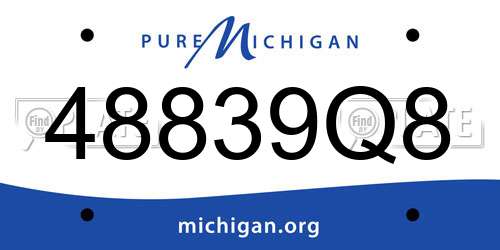 48839Q8 Michigan License Plate