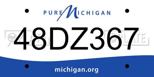 48DZ367 Michigan License Plate