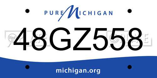 48GZ558 Michigan License Plate