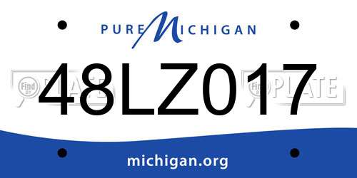 48LZ017 Michigan License Plate