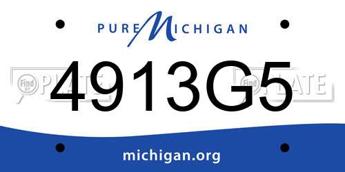 4913G5 Michigan License Plate