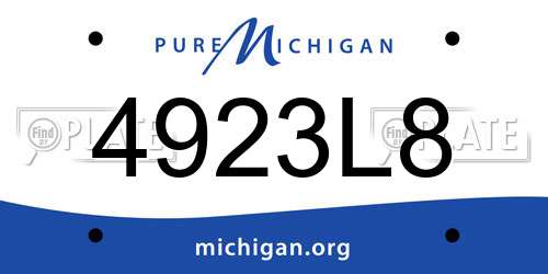 4923L8 Michigan License Plate
