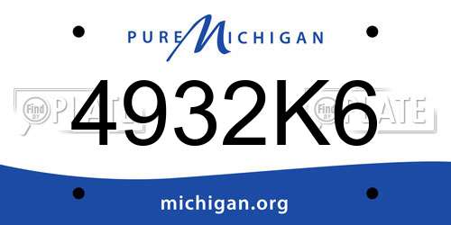 4932K6 Michigan License Plate