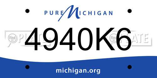 4940K6 Michigan License Plate