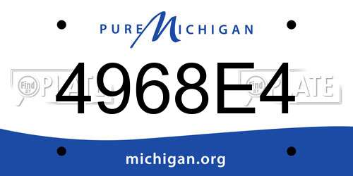 4968E4 Michigan License Plate