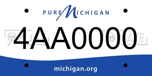4AA0000 Michigan License Plate