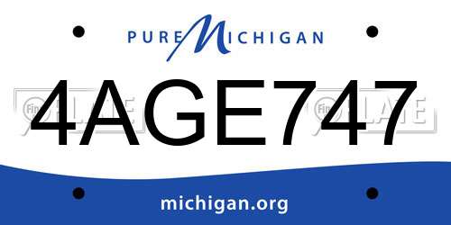 4AGE747 Michigan License Plate